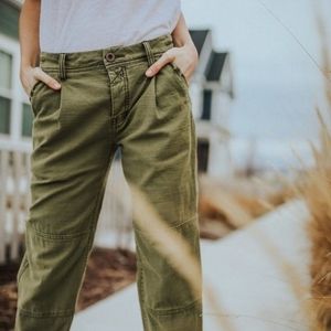 Free People Olive Green Boyfriend Cargo Pants